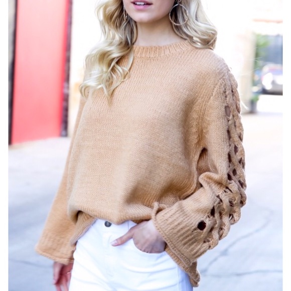 Sweaters - Open Weave Sleeve Sweater